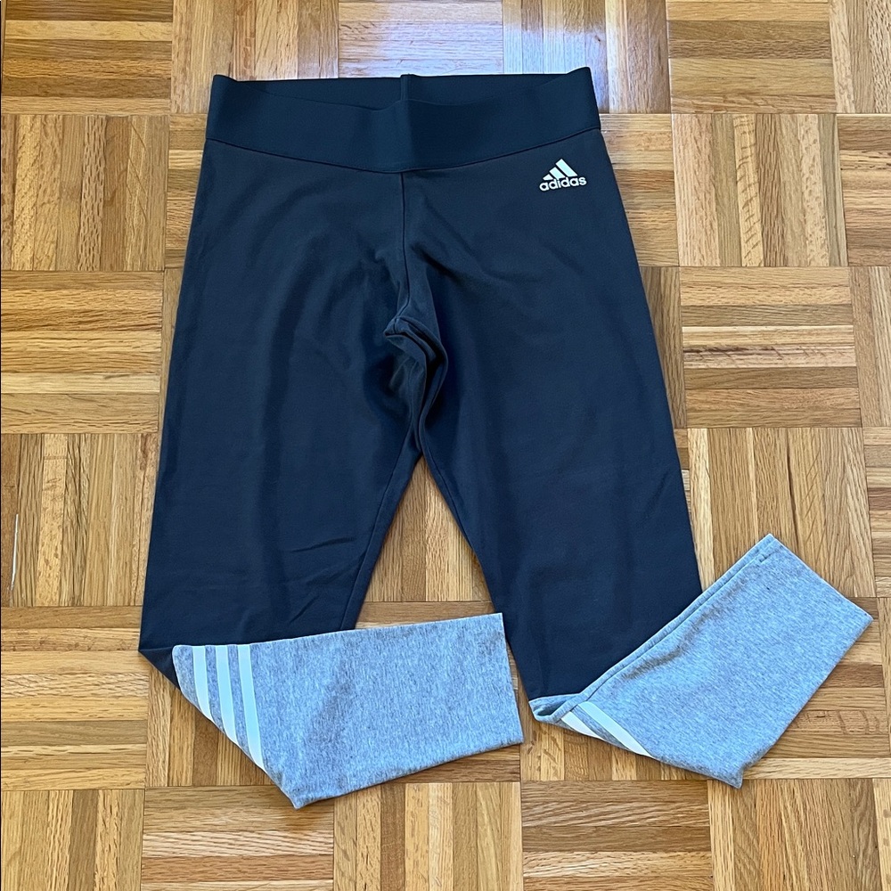 ADIDAS Charcoal Gray / Light Gray Running Tights Leggings